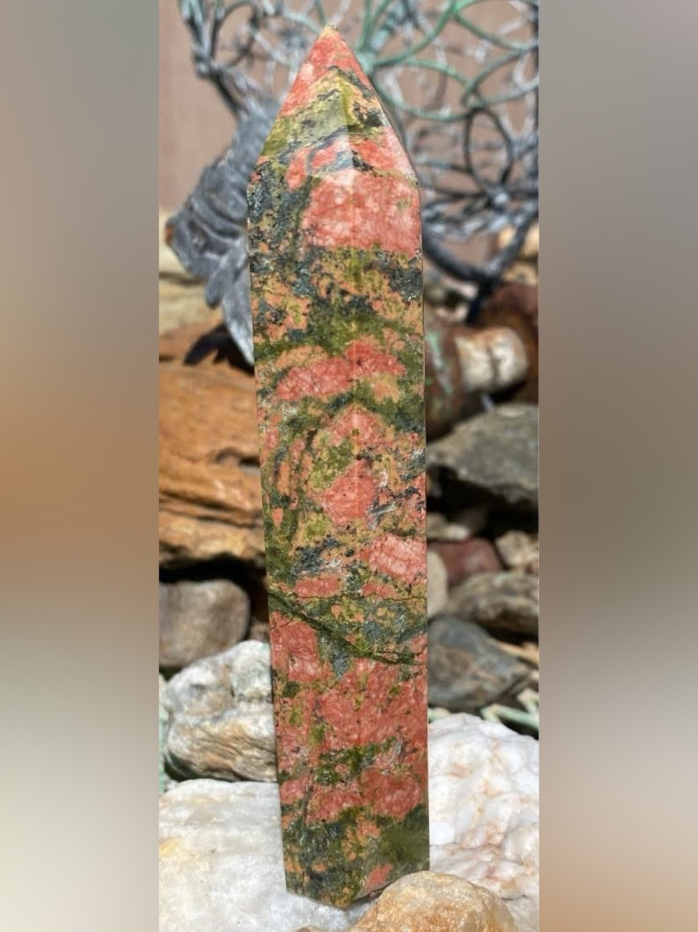Polished Unakite Jasper Point